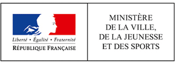 Logo Ministère Ville Jeunesse Sports République Française Logo du Ministère de la Ville, de la Jeunesse et des Sports de la République Française avec devise Liberté, Égalité, Fraternité.